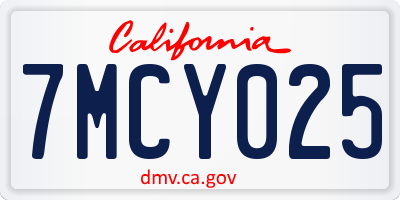 CA license plate 7MCY025