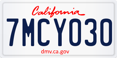 CA license plate 7MCY030