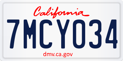 CA license plate 7MCY034