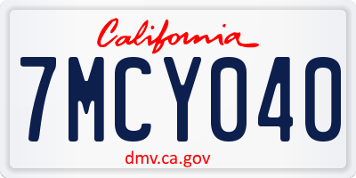 CA license plate 7MCY040