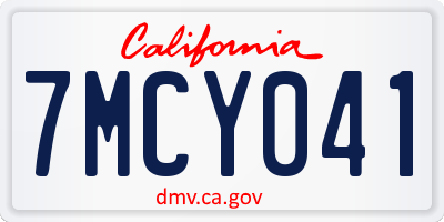 CA license plate 7MCY041