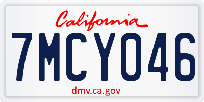 CA license plate 7MCY046