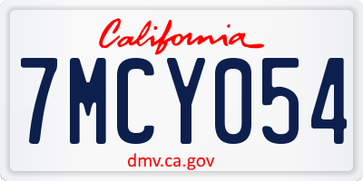 CA license plate 7MCY054