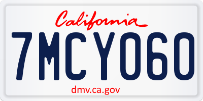 CA license plate 7MCY060