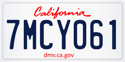 CA license plate 7MCY061