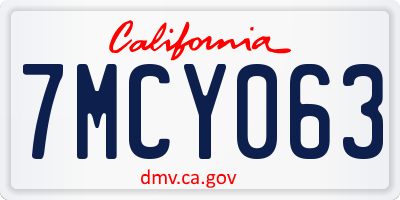 CA license plate 7MCY063