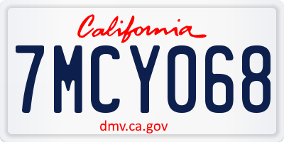 CA license plate 7MCY068