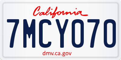 CA license plate 7MCY070