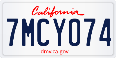 CA license plate 7MCY074