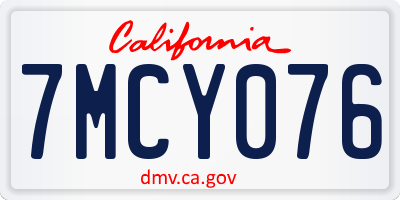 CA license plate 7MCY076
