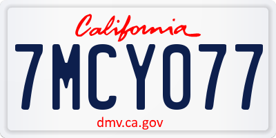 CA license plate 7MCY077