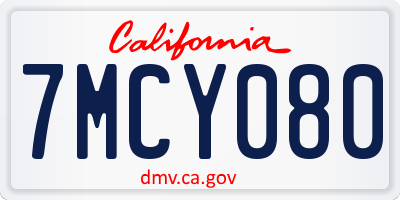 CA license plate 7MCY080