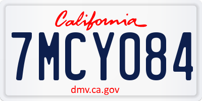 CA license plate 7MCY084