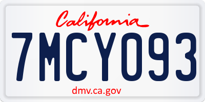 CA license plate 7MCY093