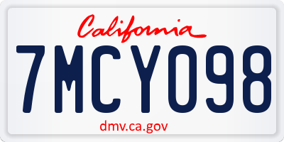 CA license plate 7MCY098