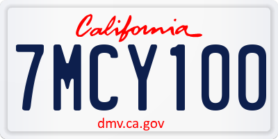 CA license plate 7MCY100