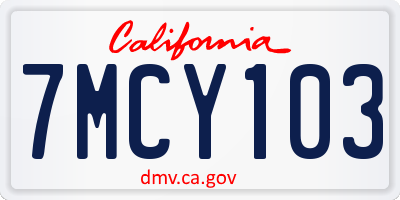 CA license plate 7MCY103