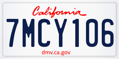 CA license plate 7MCY106