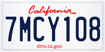 CA license plate 7MCY108