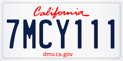 CA license plate 7MCY111