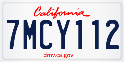 CA license plate 7MCY112