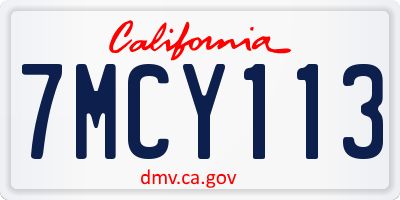 CA license plate 7MCY113
