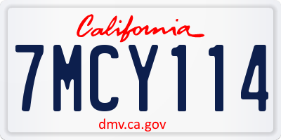 CA license plate 7MCY114
