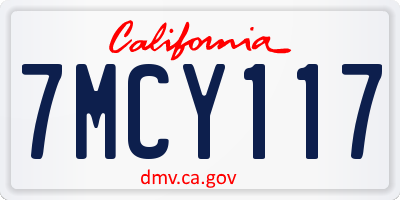 CA license plate 7MCY117