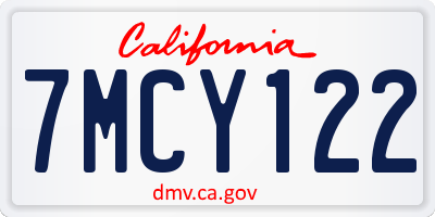 CA license plate 7MCY122