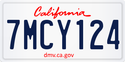 CA license plate 7MCY124
