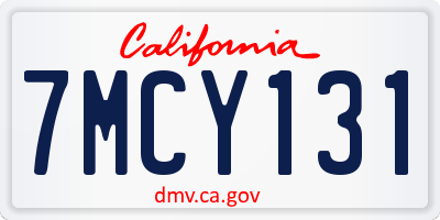 CA license plate 7MCY131