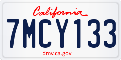 CA license plate 7MCY133