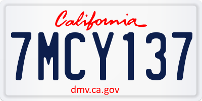 CA license plate 7MCY137