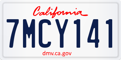 CA license plate 7MCY141