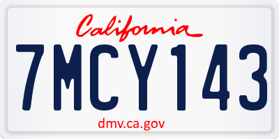 CA license plate 7MCY143