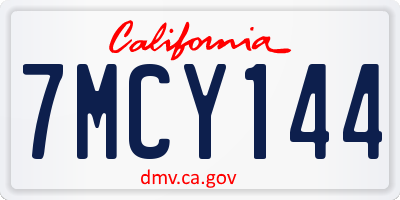 CA license plate 7MCY144