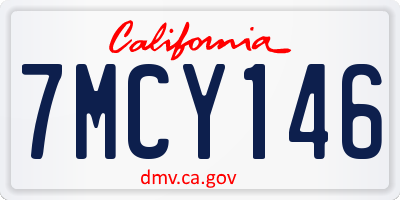 CA license plate 7MCY146