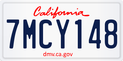 CA license plate 7MCY148