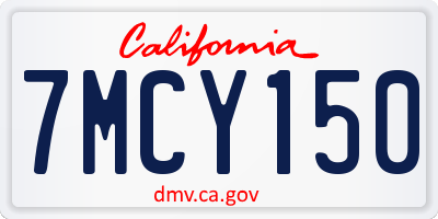 CA license plate 7MCY150