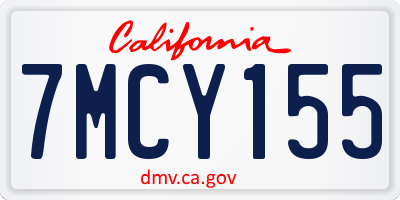 CA license plate 7MCY155