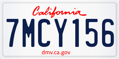CA license plate 7MCY156