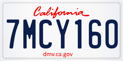 CA license plate 7MCY160