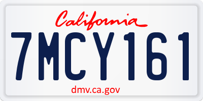 CA license plate 7MCY161