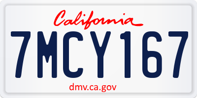 CA license plate 7MCY167