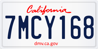 CA license plate 7MCY168