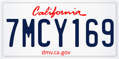 CA license plate 7MCY169