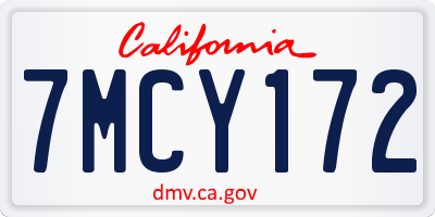 CA license plate 7MCY172