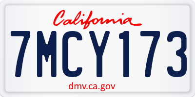 CA license plate 7MCY173