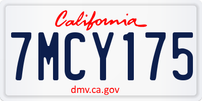 CA license plate 7MCY175