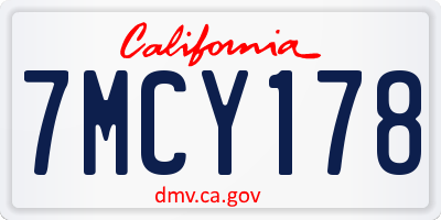CA license plate 7MCY178